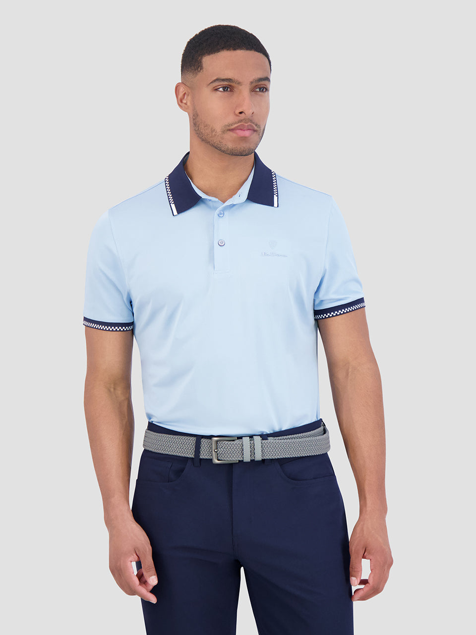 Polos Ben Sherman Checker Rib Air Pique Sports Fit Bleu | NPZ-77787088